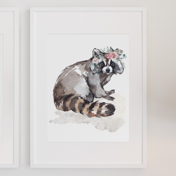 Raccoon Wall Art Watercolor Illustration Print Poster Unframed - Picture 8 of 10